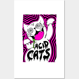 Acid cats - Catsondrugs.com - Techno, rave, edm, festival, techno, trippy, music, 90s rave, psychedelic, party, trance, rave music, rave krispies, rave flyer T-Shirt Posters and Art